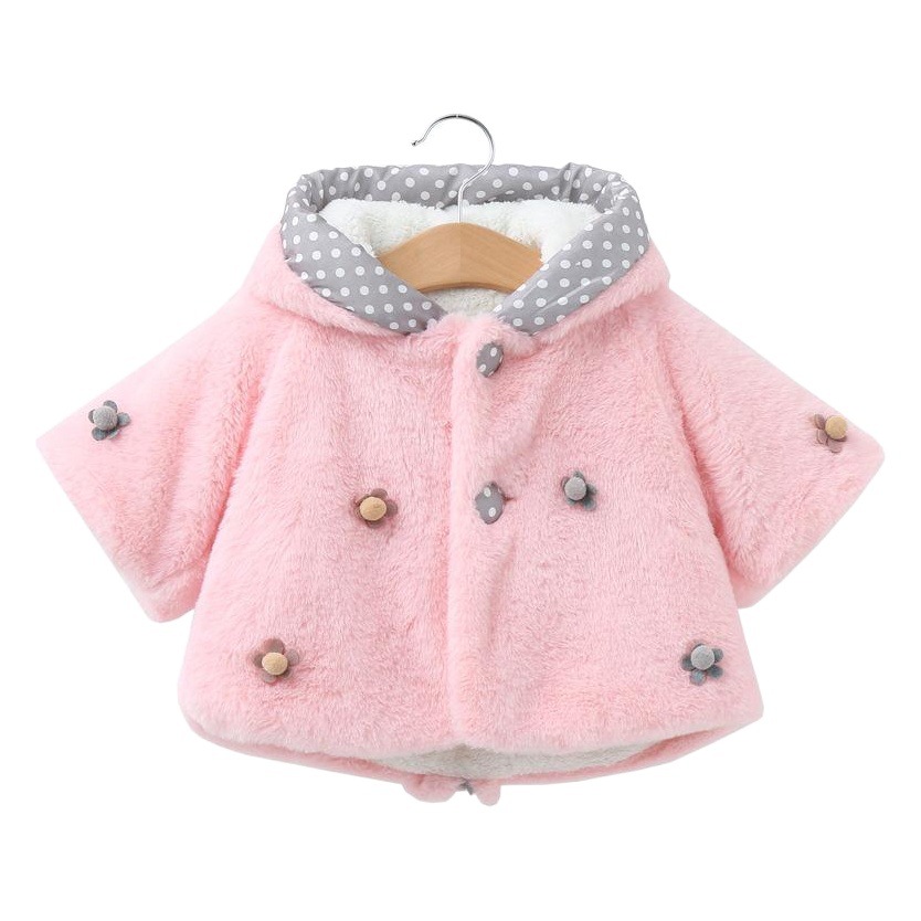 Baby's Cape Autumn and Winter Baby's Out Reach Shawl Children's Windproof Flower Coat Girls' Hooded Cape