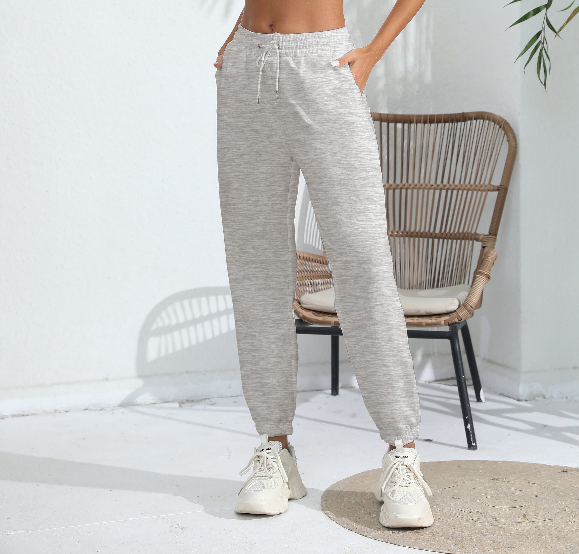 Pantalon de survêtement en polaire noir pour femmes, décontracté, jogging, sport, taille haute, pieds amples, pour la maison_voghion.com