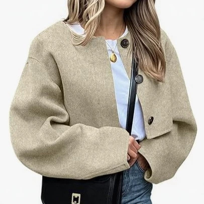2026 New Hot-Selling Women's Faux Wool Blend Short Double-Breasted Coat Short Jacket Long Sleeve Buttoned Short Coat 2026 New Hot-Selling Women's Faux Wool Blend Short Double-Breasted Coat Short Jacket Long Sleeve Buttoned Short Coat