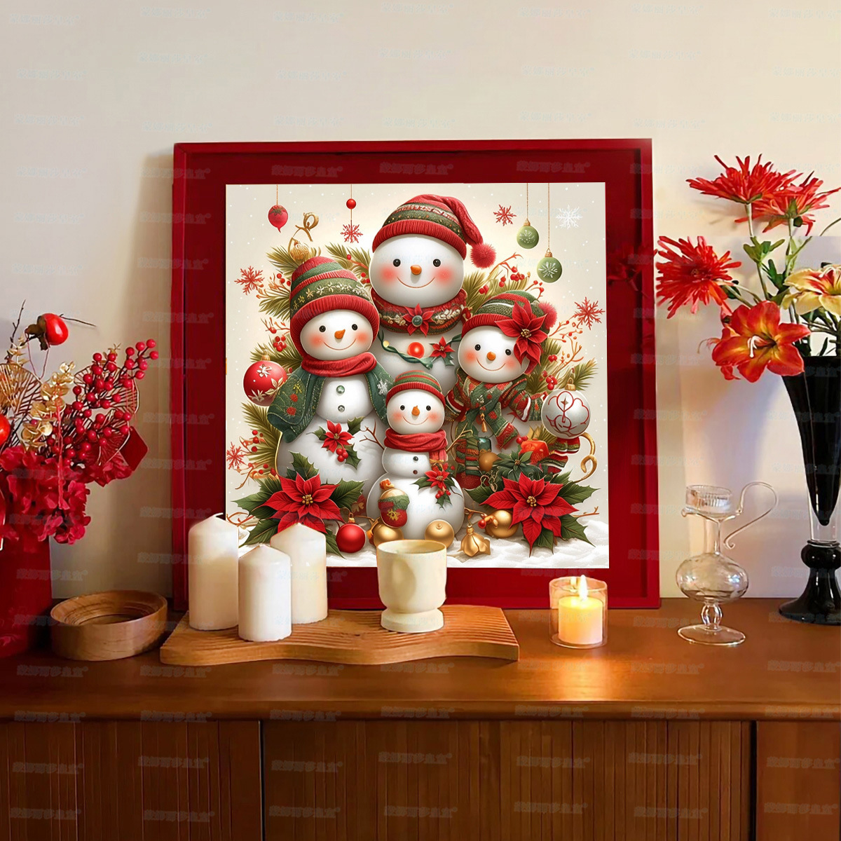 Mona Lisa Real bordado cruzado de Navidad lindo muñeco de nieve dibujos animados sala de estar puerta de entrada dormitorio pequeñas piezas bordadas a mano image 1