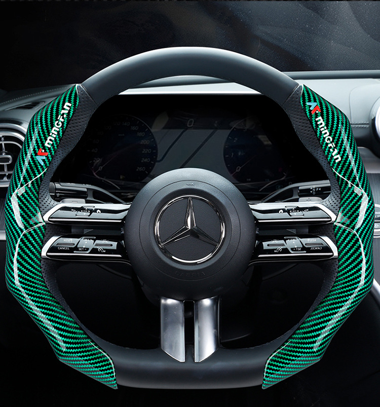 Men's Dynamic and Fashionable Cassette Carbon Fiber Car Steering Wheel Cover Ultra-Thin Anti-Slip 3D Handlebar Cover Suitable for 99% of Cars