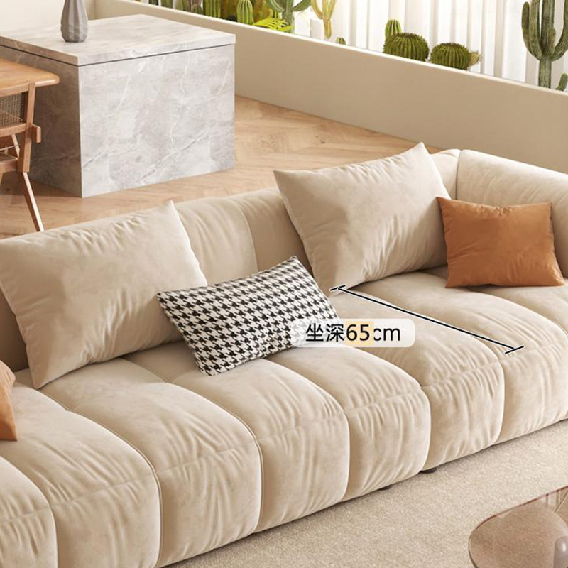 Sofá de llave de piano, tela de tecnología, apartamento pequeño, sala de estar, estilo crema simple y moderno, sofá de tela de combinación de esquina de concubina real