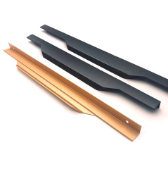 免開槽拇指拉手封邊加長衣櫃隱形現代簡約黑色鋁合金櫥櫃抽屜把手