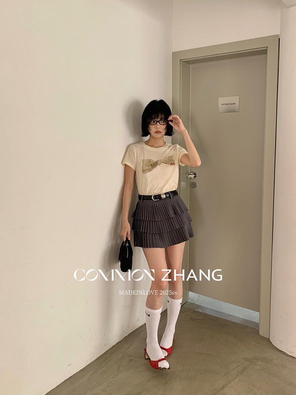 CZ ZHANG夏の韓国版はだらだらしています。蝶結びのプリント文字の刺繍半袖tシャツb 20639|undefined