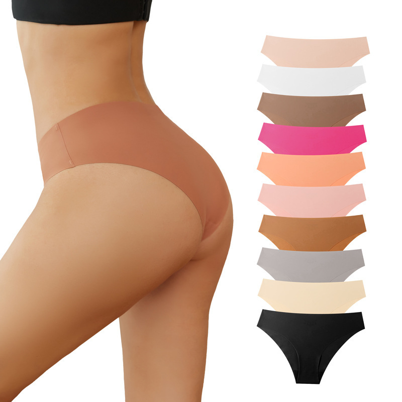 Cross-border foreign trade wholesale pants plus size simple cotton crotch briefs breathable ice silk seamless low waist underwear women