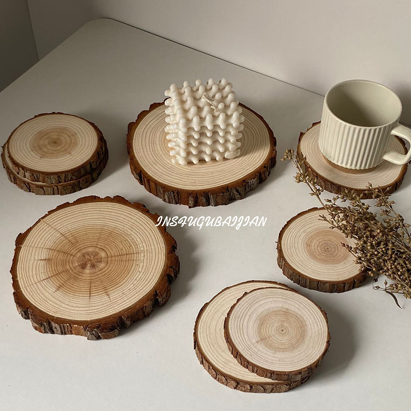 Fir Round Wood Chips diy Handmade Materials Christmas Log Chip Drawing Board Graffiti Decoration Solid Wood Hand-painted Photo Props