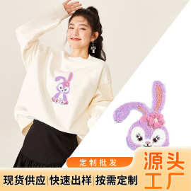 时尚刺绣大号布贴服装辅料衣服补丁贴恐龙兔子图案DIY手工缝制贴