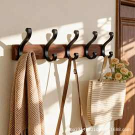 木质挂衣架墙上壁挂衣服挂钩玄关入户门钥匙免打孔置物架