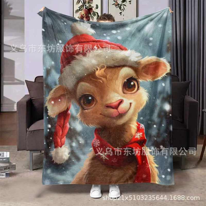 Рождественский мультфильм милый олень теплый и удобный фланелевый одеяло для подарков