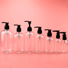 50ml 100ml 200ml 250ml 300ml 350ml 500mlの丸い肩の瓶に螺旋ポンプの精油を配合します。