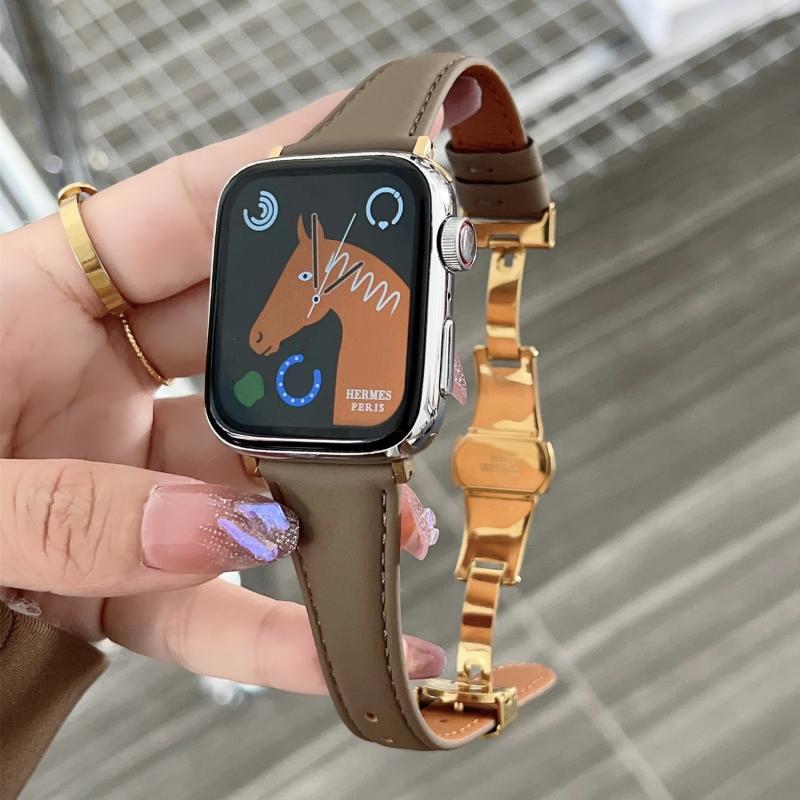 Nueva pequeña cintura adecuada para Apple Watch 8 Correa mariposa hebilla cuero fino watch765432 generación se