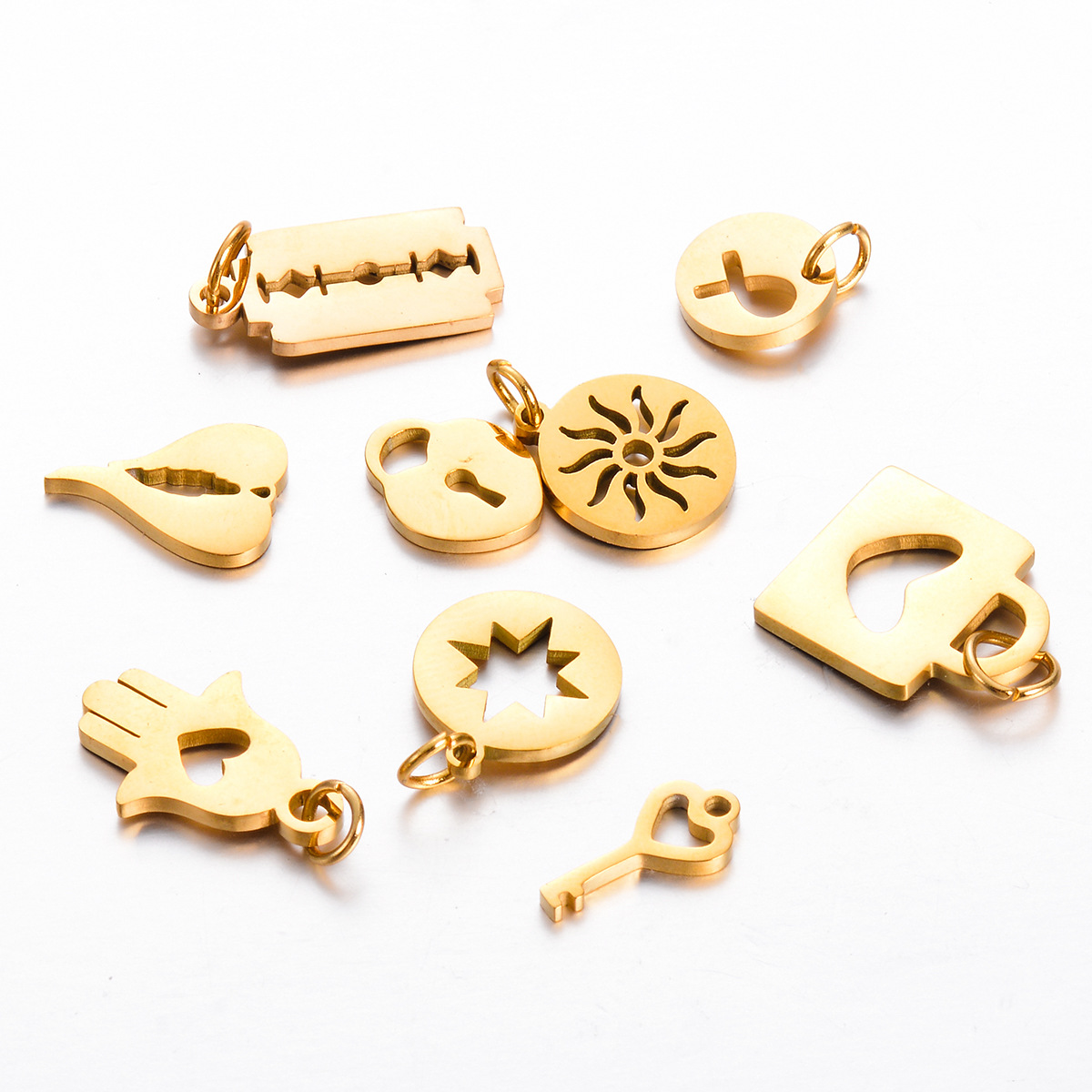 Pendant Jewelry Making Type 10 PCS/Package Stainless Steel Gloves Heart Shape Lock