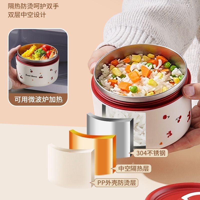 ✅不锈钢保温饭盒微波炉加热2025新款学生带饭迷你便当餐|undefined
