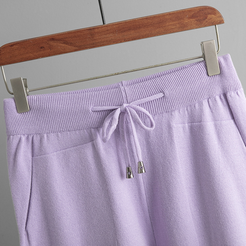 Täglich Frau Einfacher Stil Einfarbig Kerngesponnenes Garn Tasche Hosen-sets Hosen-sets display picture 10