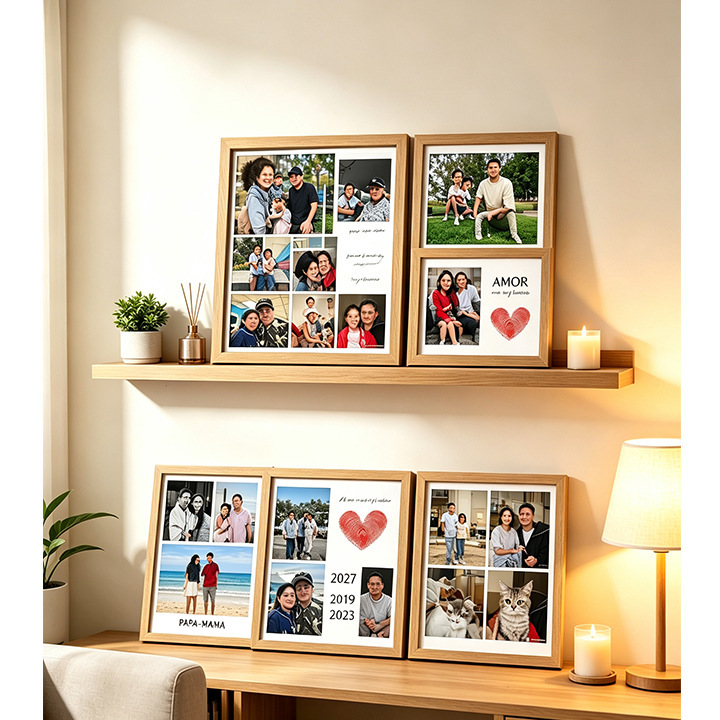 Wooden frame custom picture puzzle decorative painting multi-picture layout heart-shaped anniversary commemorative photo frame painting Amazon Temu