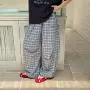 大童格子薄款防蚊长裤
