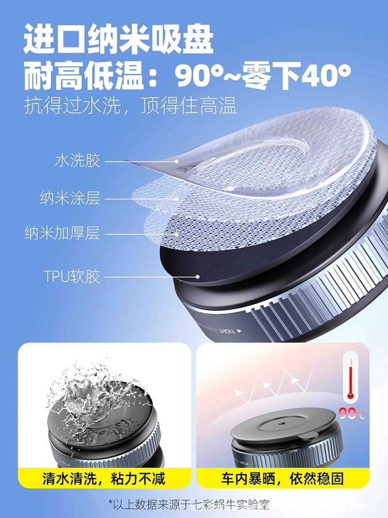 Car-Mounted Magnetic Phone Holder with Metal Nano-Vacuum Adsorption, Multifunctional Foldable Portable Car Navigation Phone Stand