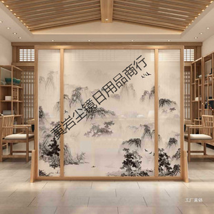 &New Chinese Style Screen Partition Living Room Office Solid Wood Hotel Hall Landscape Entrance Blocking Porch Seat