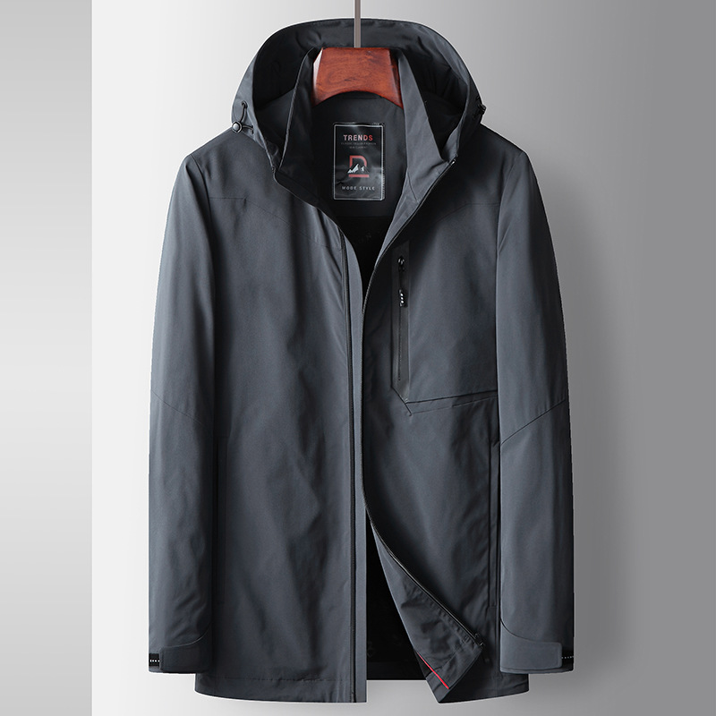 Men's Clothing Men's jackets spring and autumn new middle aged men's business casual hooded zipper tops windproof jackets_voghion.com