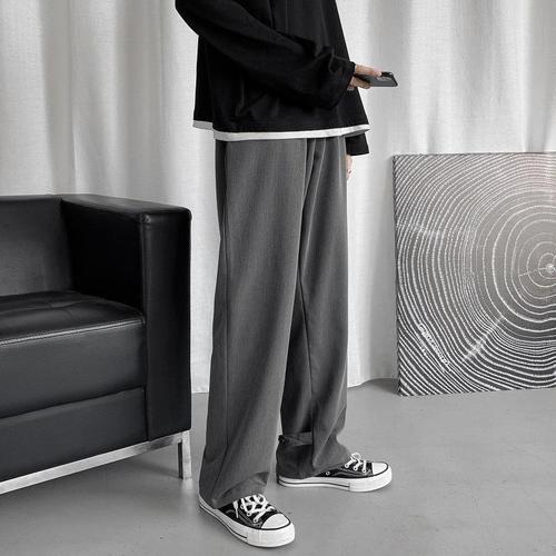 Fall-Effect Men's Wide-Leg Straight Pants | Korean-style Trendy Autumn Casual Trousers | Loose, Flowing Suit Pants
