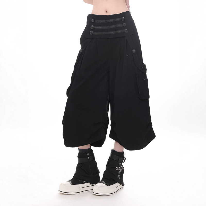Plus-size American retro court-style denim cropped pants for women, new summer design, wide-leg loose mid-length pants Plus-size American retro court-style denim cropped pants for women, new summer design, wide-leg loose mid-length pants
