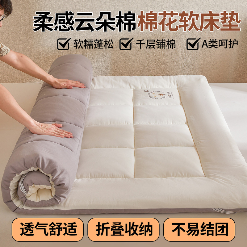 Class a Xinjiang Cotton Mattress Tatami Mattress Single and Double Bottom College Dormitory Soft Cushion Thickeneded Mattress