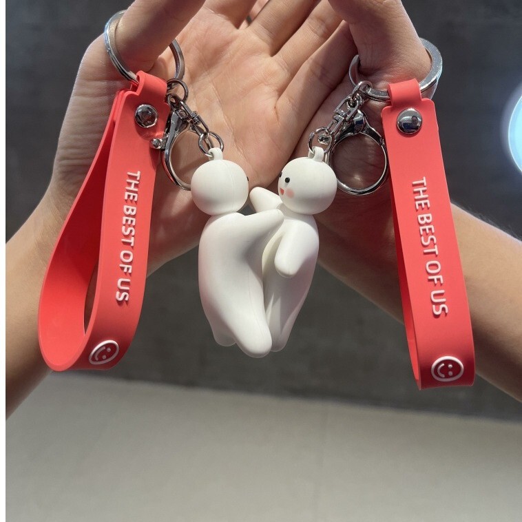 Shake Tone with Magnetic Embrace Key Chain Couple Sticker Gift for Boyfriend Girlfriend Couple Cute