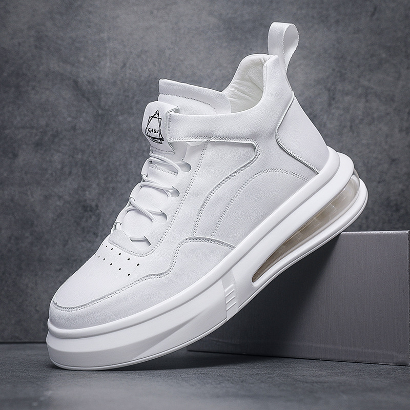 秋冬高幫男鞋板鞋休閒鞋氣墊軟底小白鞋潮流鞋子源頭貨源批發