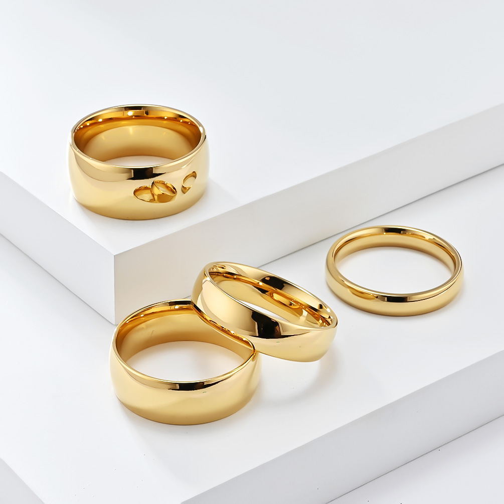304 Stainless Steel, Titanium Steel Material Men's Unisex Classic Style Rings Solid Color Horse 304 Stainless Steel Titanium Steel Vacuum Plating Men Band Rings