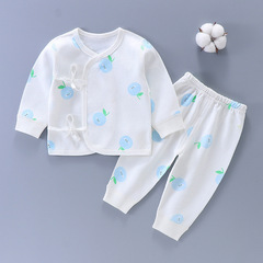 Baby Bodysuit Set 100% Cotton 0-6 Months Spring and Autumn Long Sleeve Top and Bottoms for Boys and Girls Baby Undergarment Open Shirt
