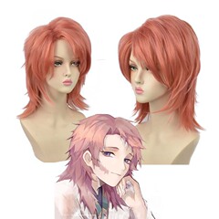 漂藝 鬼滅の刃 猿飛蝶々子 コスプレウィッグ オレンジピンク ショート マルチレイヤー リバースカール ショートヘア コスプレアニメウィッグ カールヘア