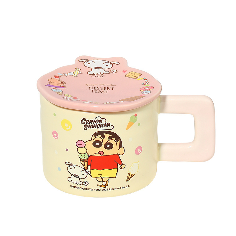 【正規版クレヨンしんちゃん】カップ漫画コーヒーカップ蓋付き家庭用セラミックマグカップ高颜値カップ|undefined