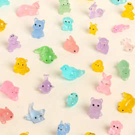 夜光树脂立体手工小动物萌粒公仔微景观创意桌面车载装饰工艺品