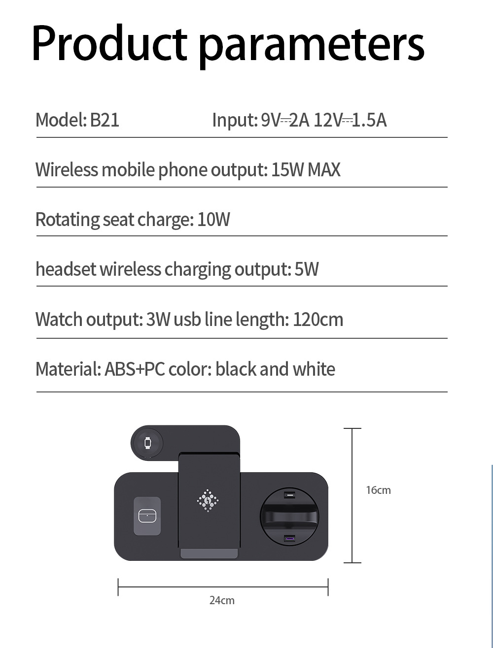 Title 21, Folding Six-in-One Wireless Charging Stand Char...