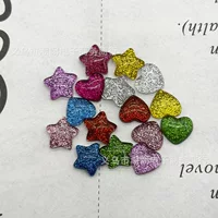 Блестящие Персиковое сердце пятиконечная звезда Любовь аксессуары DIY аксессуары из смолы ручной работы кремовый клей материал корпуса мобильного телефона оптом