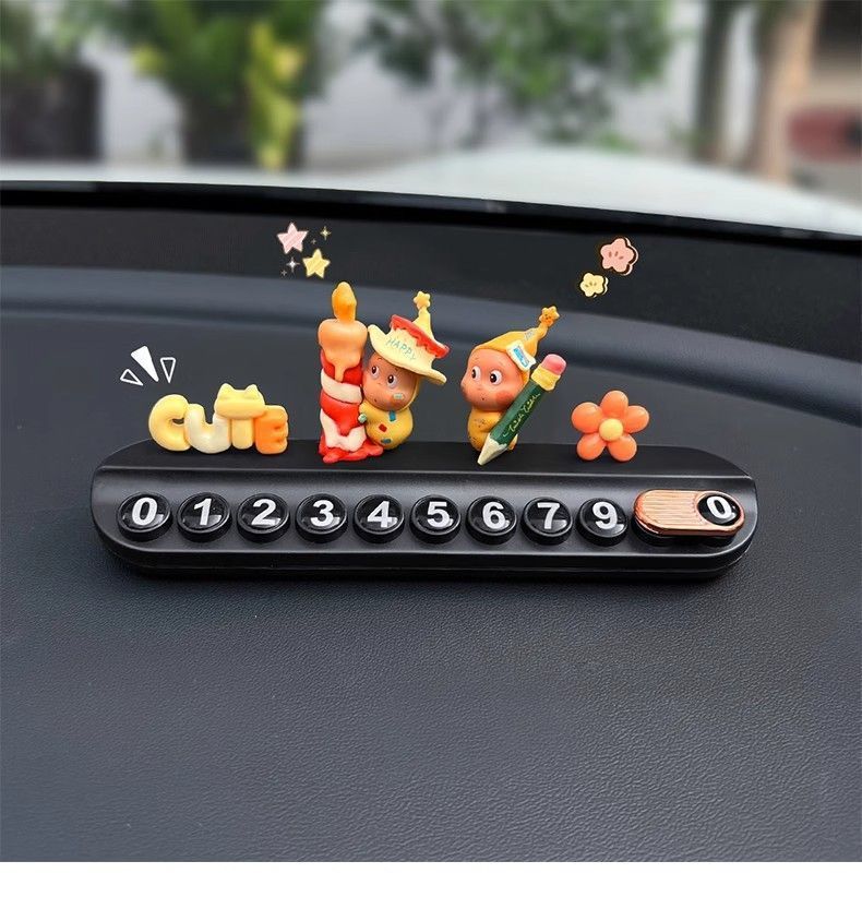 Cute Star Man Car Temporary Parking Number Plate, Car Moving Card, Phone Number Sign, 2025 New Model, Internet Celebrity Girl Ornament