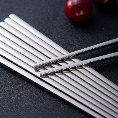 304筷子隔热中式筷子家用不锈钢全方筷子礼品餐具可定制logo