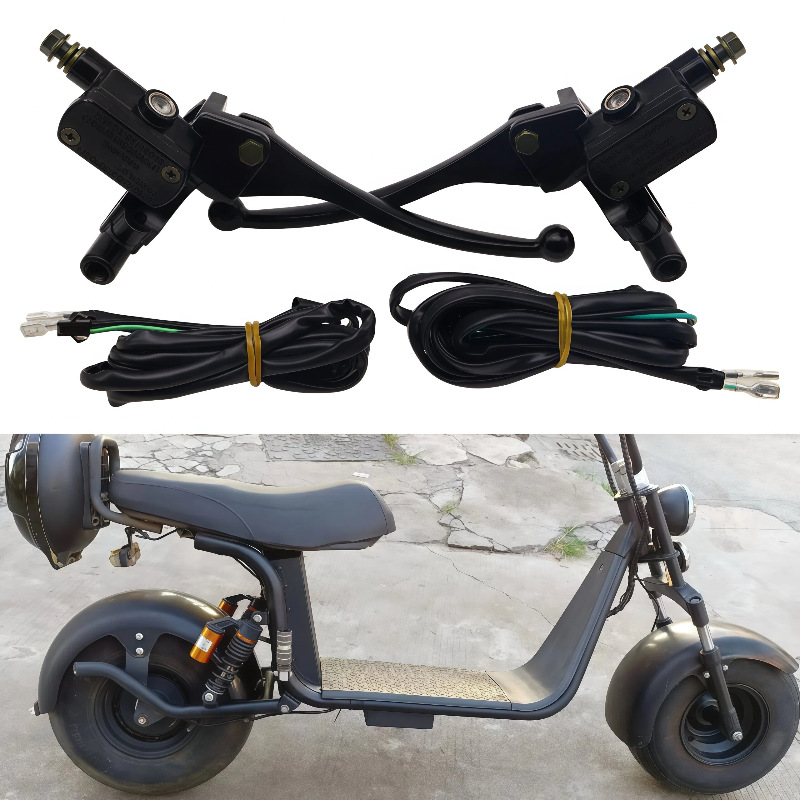 Harley Electric Vehicle Accessories, Left and Right Hydraulic Oil Brake Pumps with Power Cut-Off Switch, Compatible with Citycoco Series