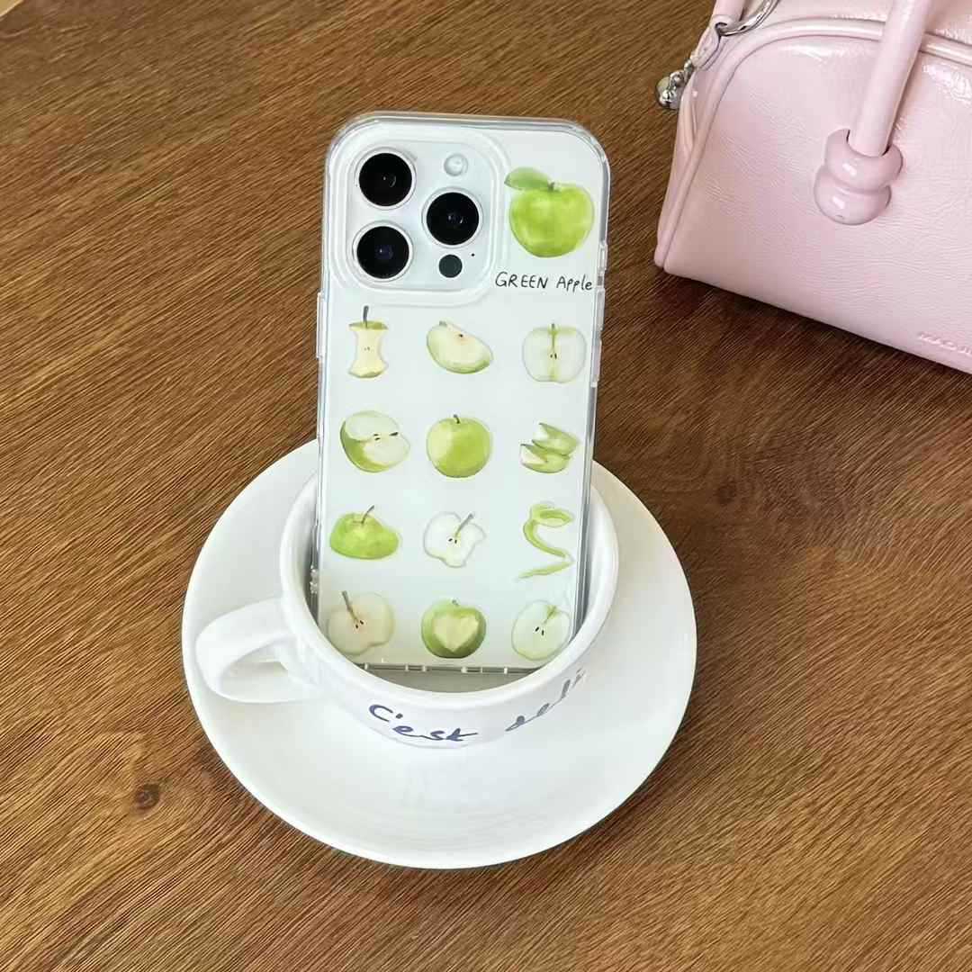 Verano fresco y diverso verde manzana apta iphone16ProMax colgante 14 Apple 15 funda para teléfono móvil 13 mujer 16