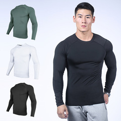 Men's Autumn/Winter Fitness Clothes Quick-Dry Running Top Tight T-Shirt Long Sleeve Elastic Training Shirt Gym Wear