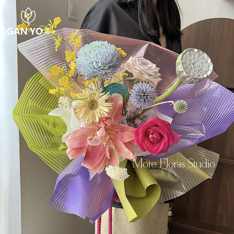 港与 长虹膜鲜花束包装纸防水半透明包花纸水晶纸花艺花店diy资材