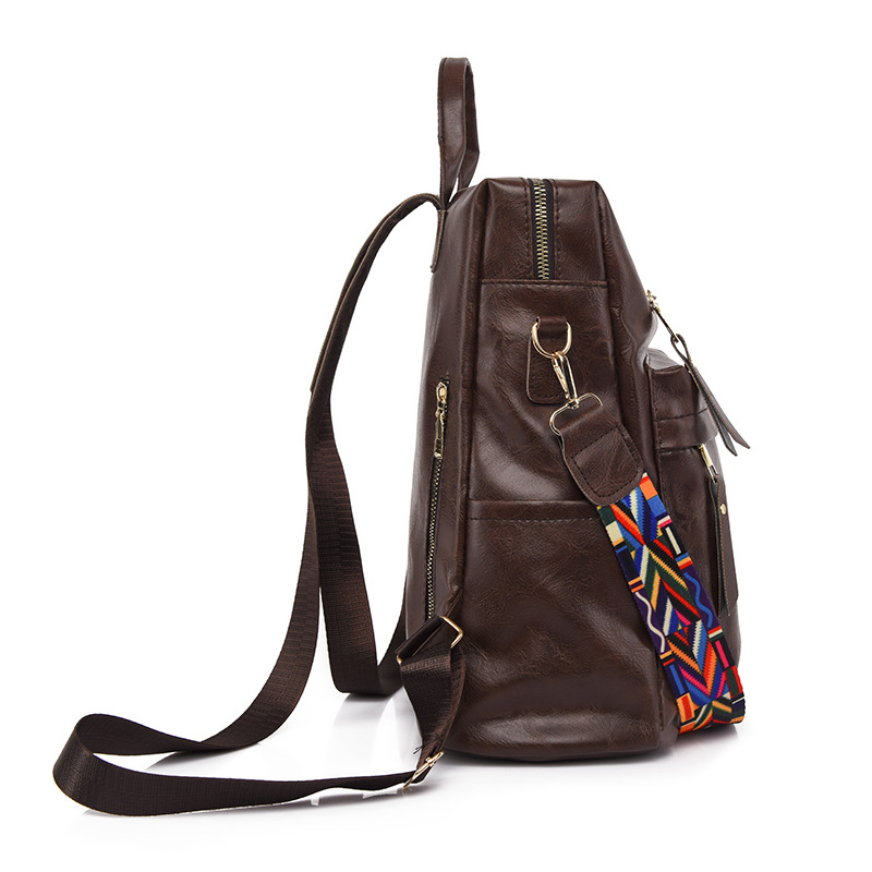 Mochila de cuero suave casual de nuevo estilo al por mayor transfronterizo 2023 Mochila de computadora de viaje multifuncional de doble uso de moda femenina