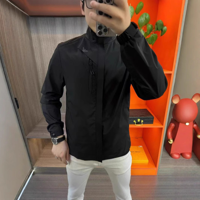 2025 Spring New Men's Outdoor Stand Collar Jacket High-End Fashion Versatile Stylish Trendy Simple European Style