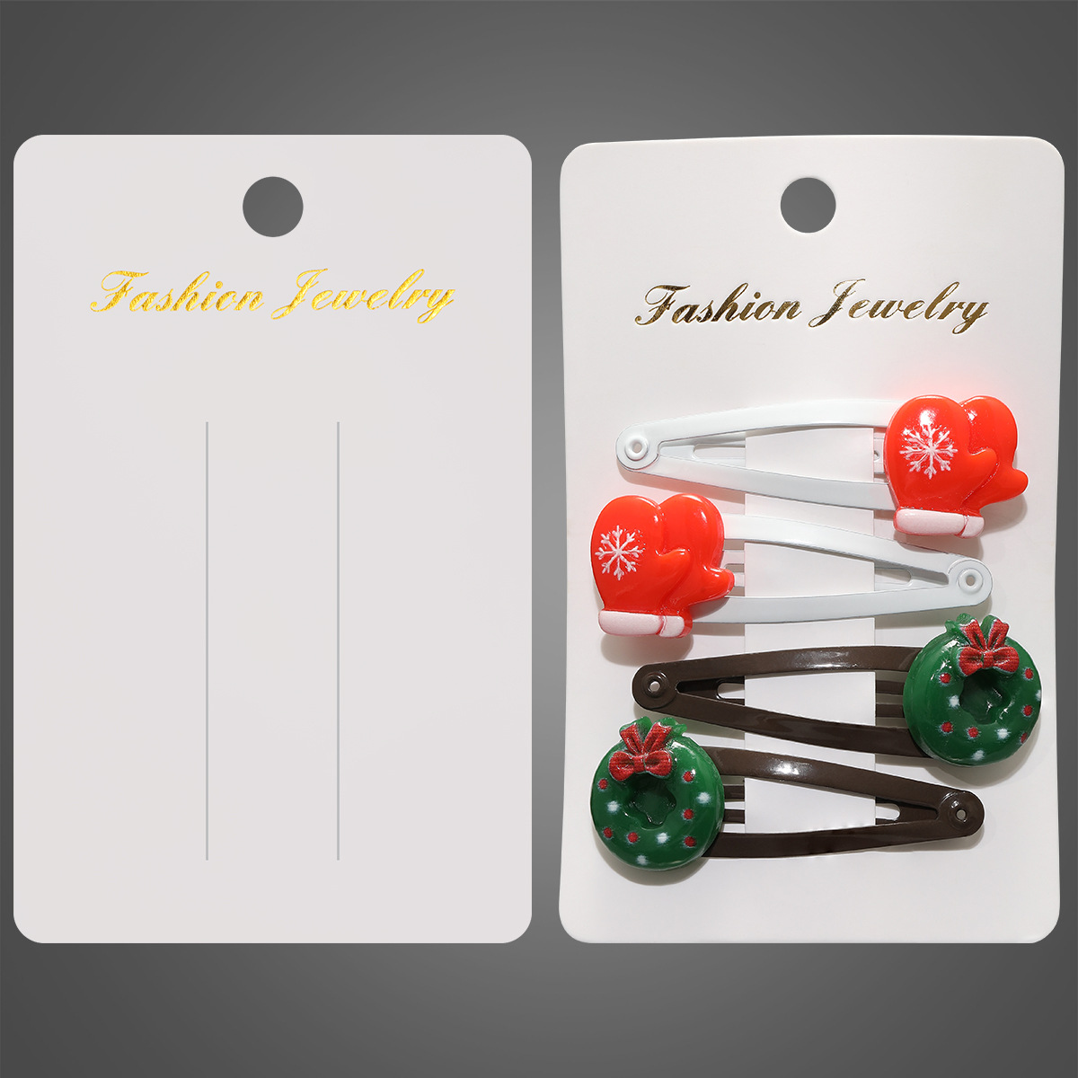 6.5*10CM烫金印刷发夹饰品卡片400克白卡纸BB夹钢夹线夹饰品背卡