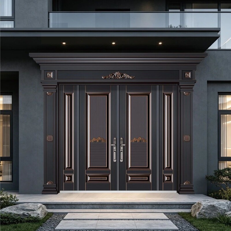 Villa four-panel entrance door, rural self-built house entrance door, zinc alloy living room entrance door, stainless steel anti-theft door, sun protection Villa four-panel entrance door, rural self-built house entrance door, zinc alloy living room entrance door, stainless steel anti-theft door, sun protection