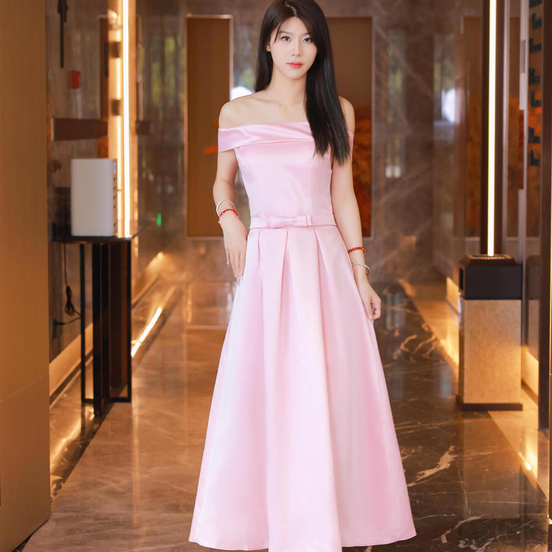 2023 New Bridesmaid Dress Long Temperament Bridesmaid Group Sisters Dress Grey Slimming Party Graduation Host Dress for Women