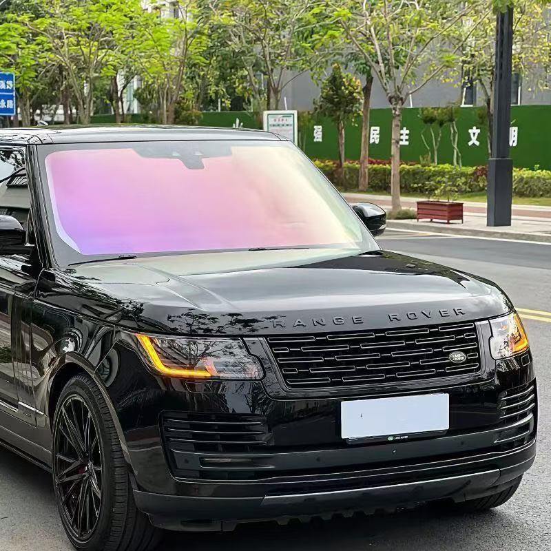 Royal Purple Iridescent Car Window Film, Front Windshield Sunscreen and Heat Insulation Film, High Privacy Ghost Rose Solar Film