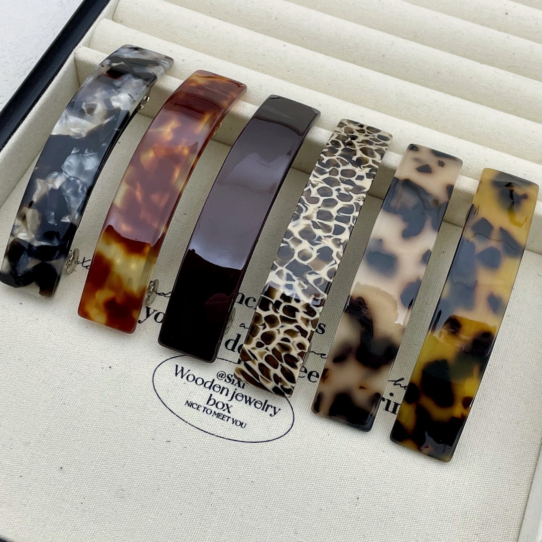 Simple leopard acetic acid plate word spring clip back head half hair card ponytail clip hair accessories in stock wholesale