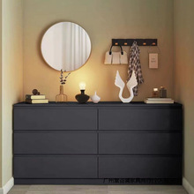 实木斗柜北欧风卧室客厅抽屉柜电视柜美式风格黑色五斗柜梳妆台桌