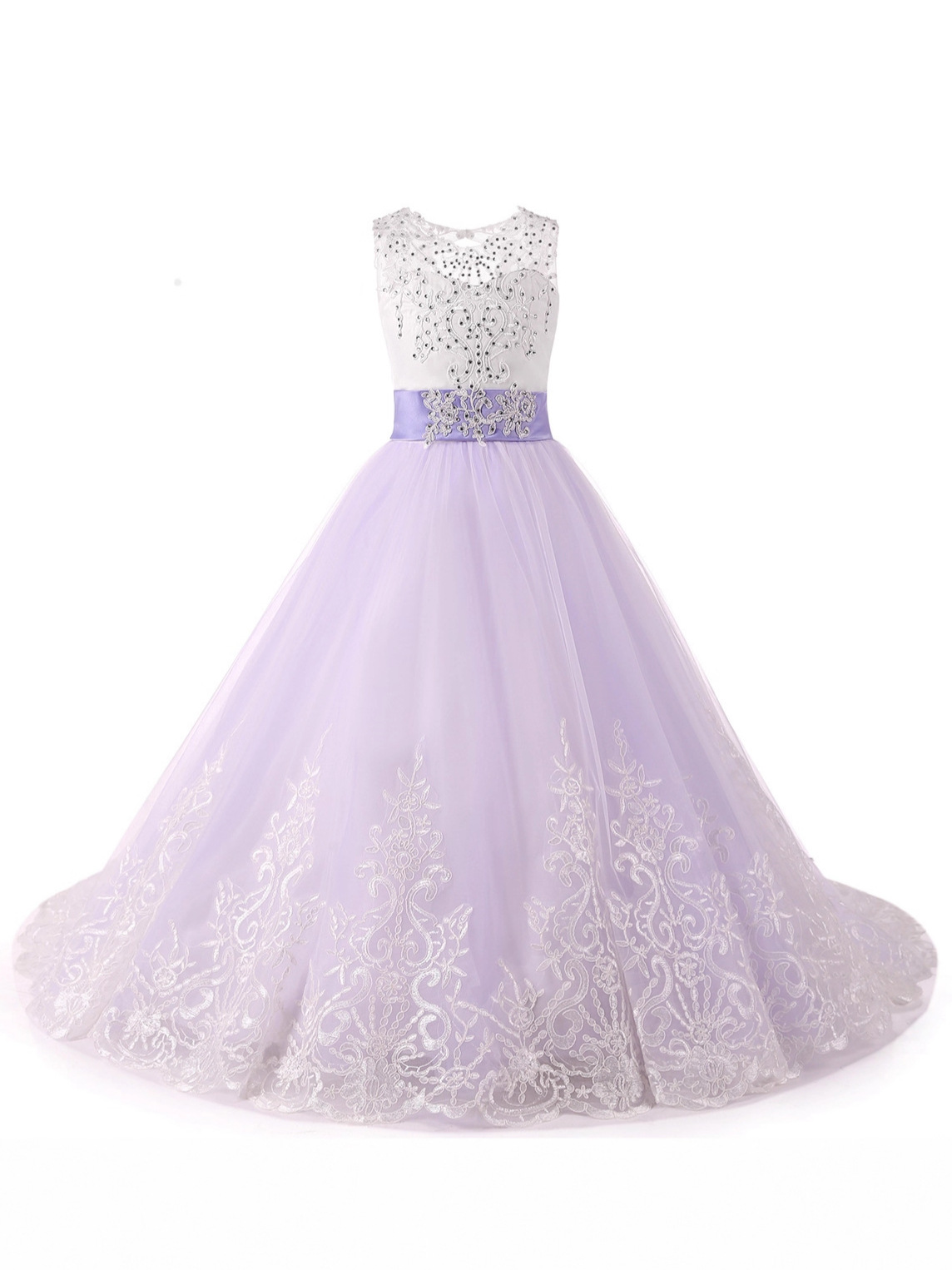 Vestidos de niña estilo princesa con encaje y malla, para fiestas de cumpleaños, damitas de honor y bodas, estilo europeo y americano.